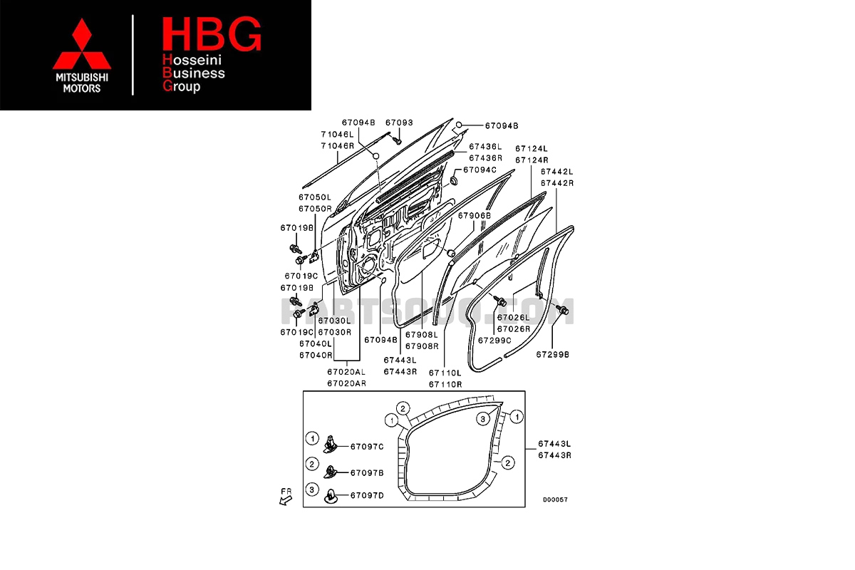 شیشه درب جلو راست ( Genuine parts ) لنسر