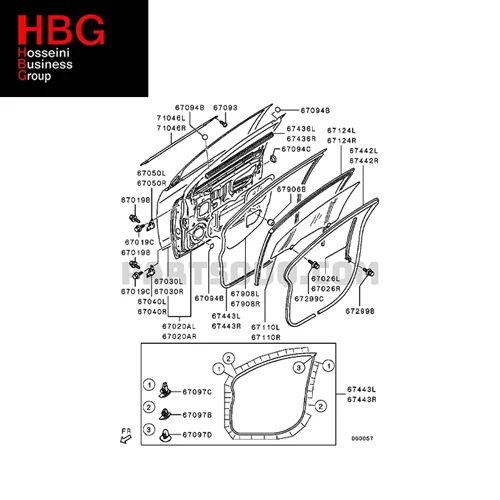 شیشه درب جلو راست ( Genuine parts ) لنسر
