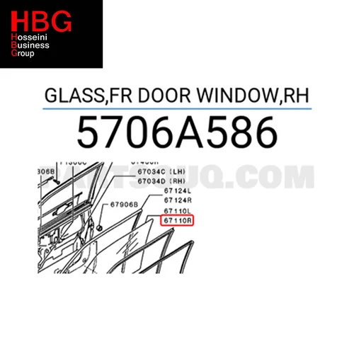 شیشه درب جلو راست - لنسر