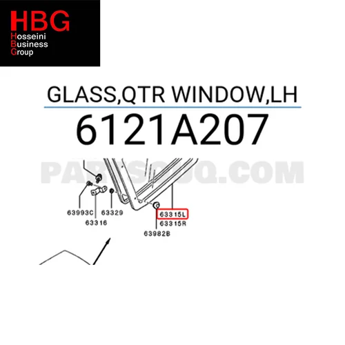 شیشه لچکی ( Genuine parts ) پاجرو
