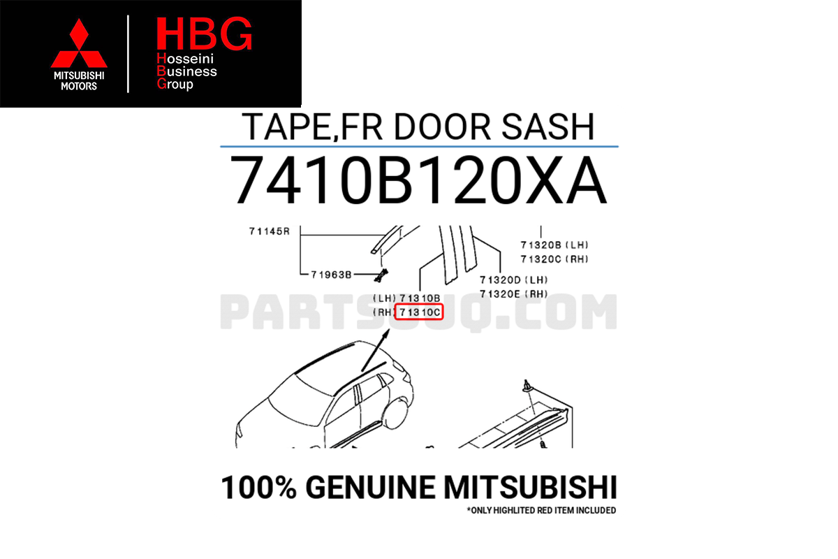 برچسب درب جلو راست ( Genuine parts ) ای اس ایکس