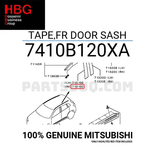 برچسب درب جلو راست ( Genuine parts ) ای اس ایکس