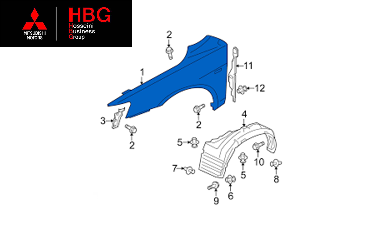 گلگير جلو راست اصلی میتسوبیشی ( Genuine parts ) - لنسر